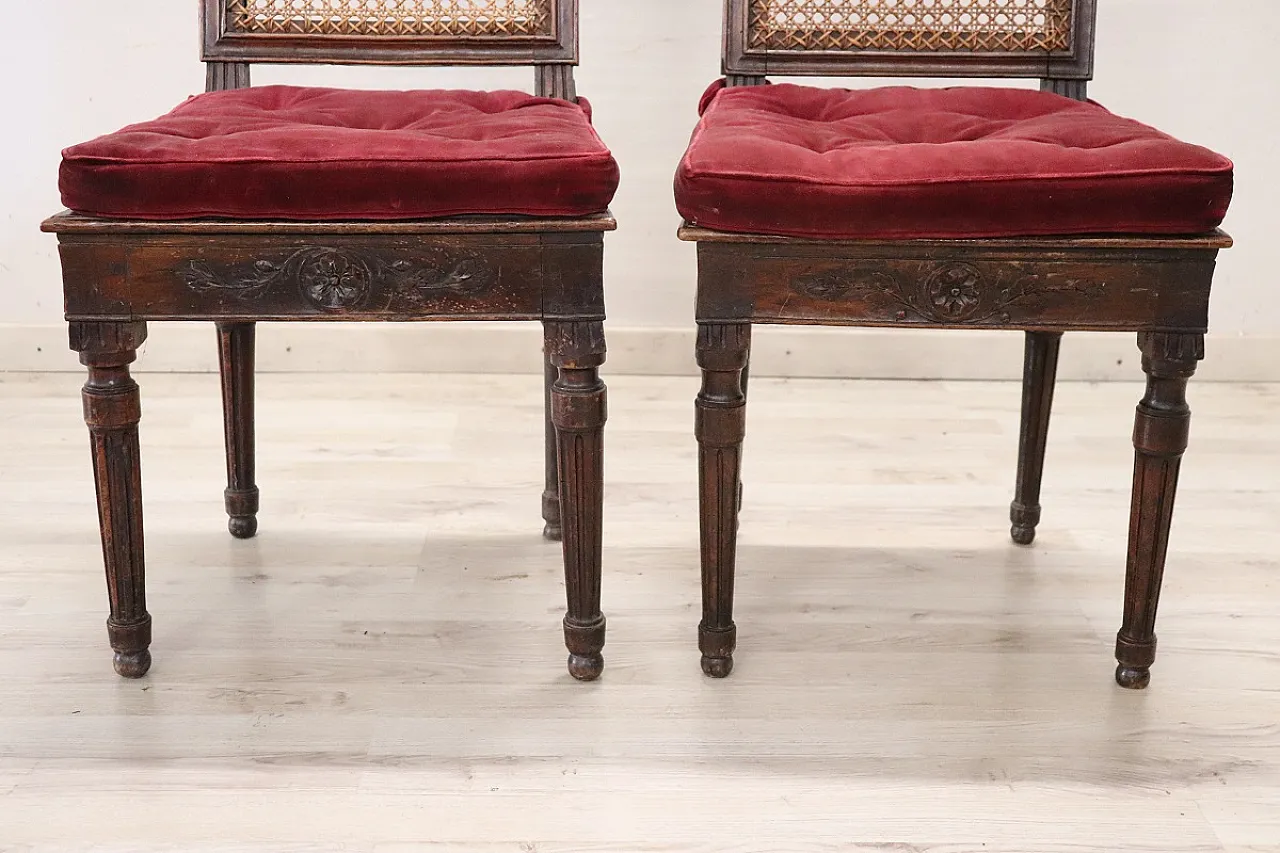 Louis XVI living room set in walnut and Vienna straw, 18th century 12