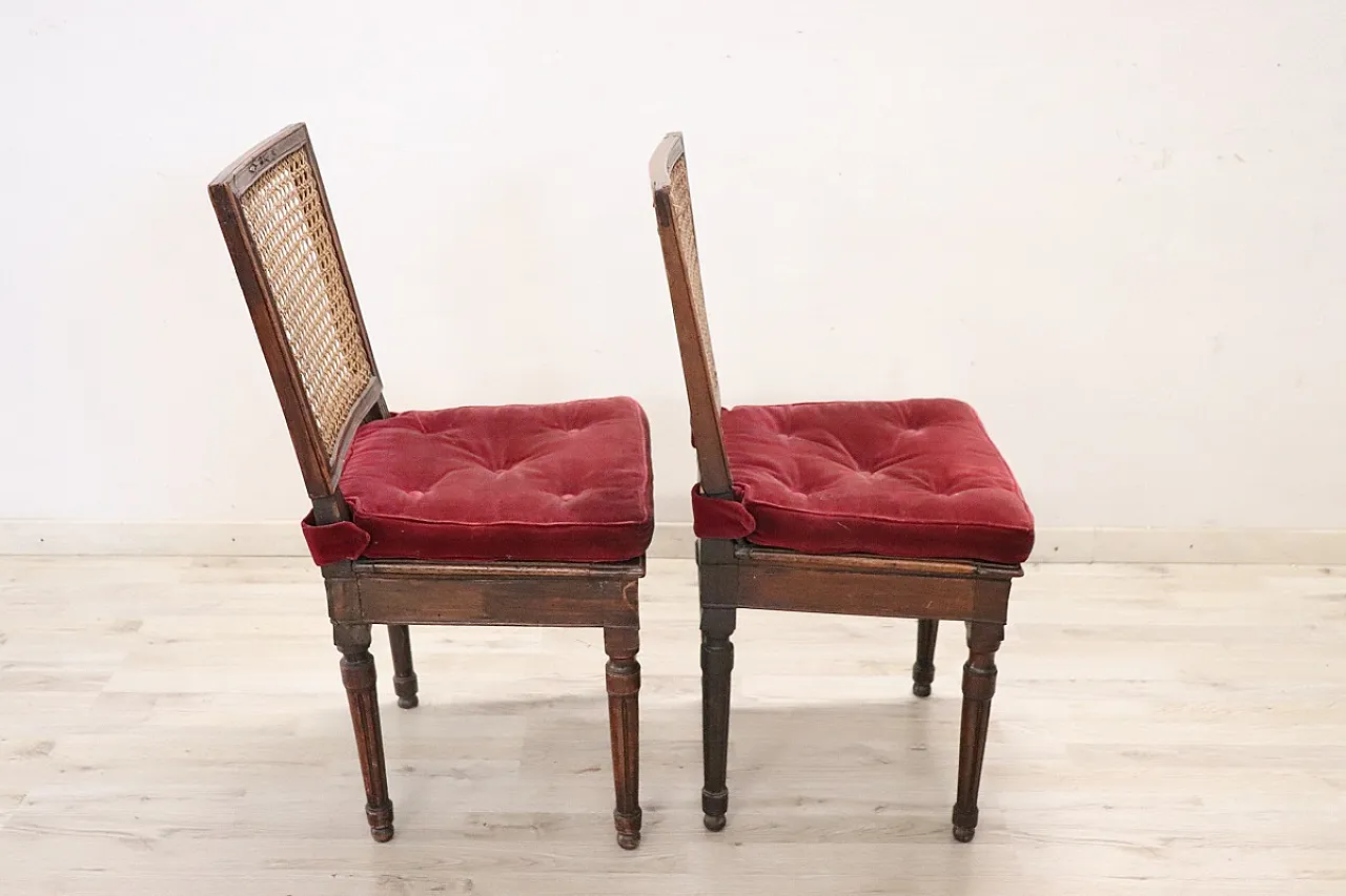 Louis XVI living room set in walnut and Vienna straw, 18th century 14