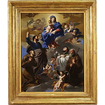 Madonna col bambino, dipinto di Scuola napoletana Solimena, '700