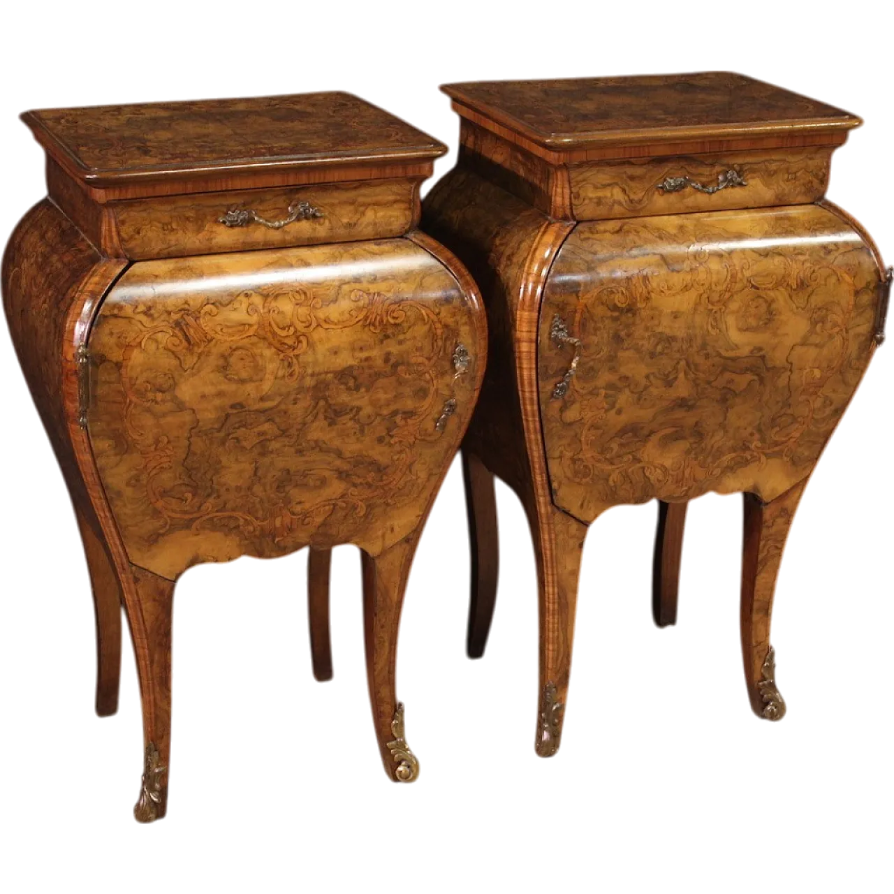 Pair of Louis XV style Lombard bedside tables, 20th century 13