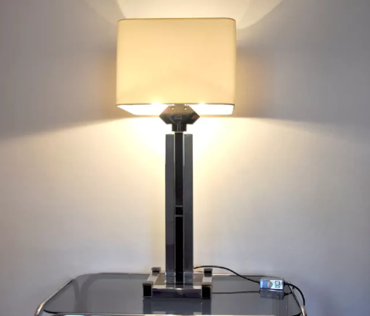 Cubic Regency table lamp by Bd Lumica, 1980s 3