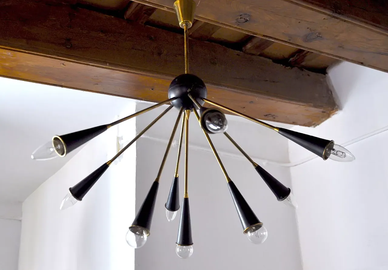 Sputnik 9-arm chandelier, 1960s 2