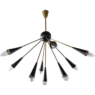 Sputnik 9-arm chandelier, 1960s