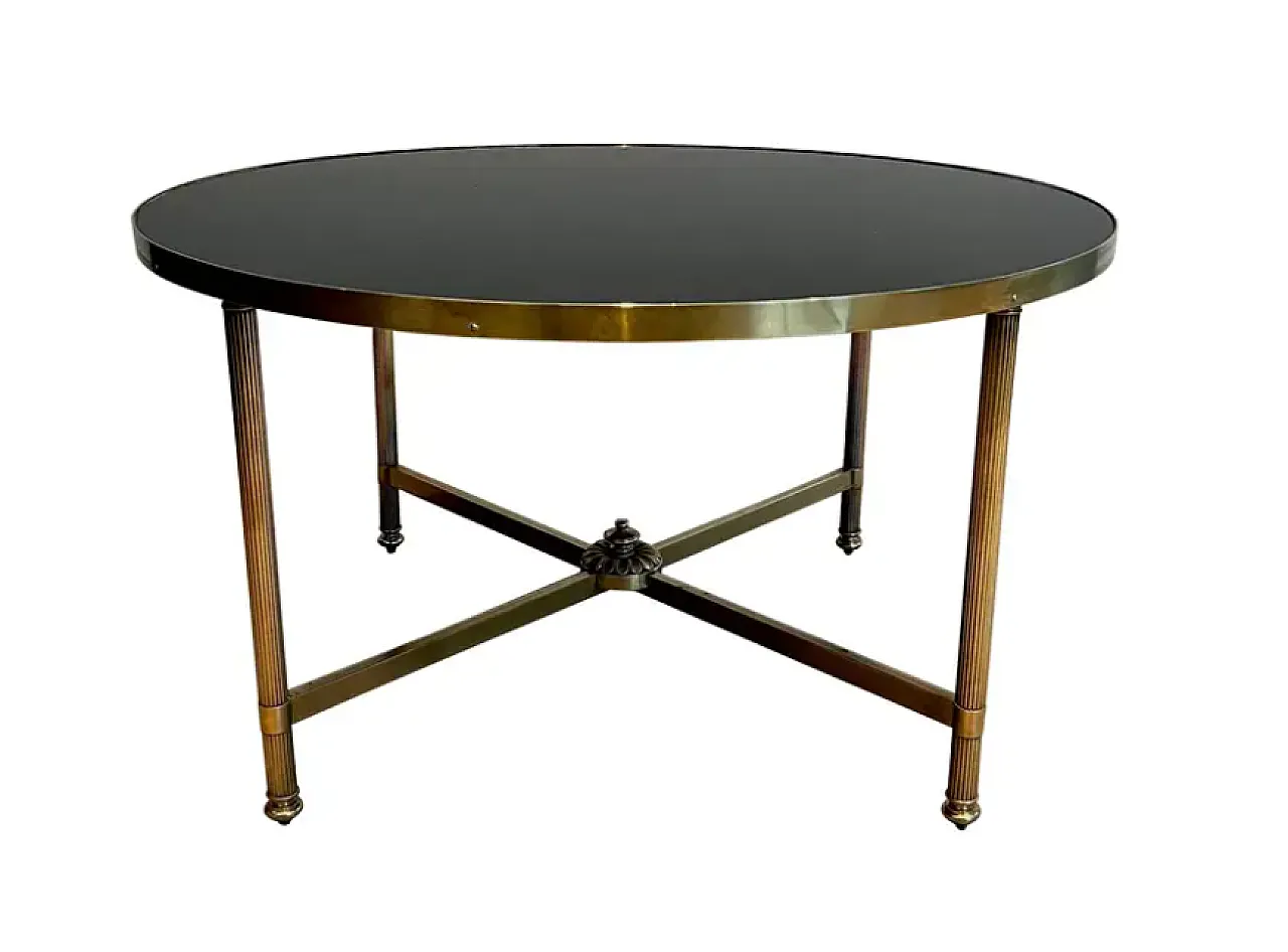 Brass coffee table with glass top by Maison Jansen, 1940s 1