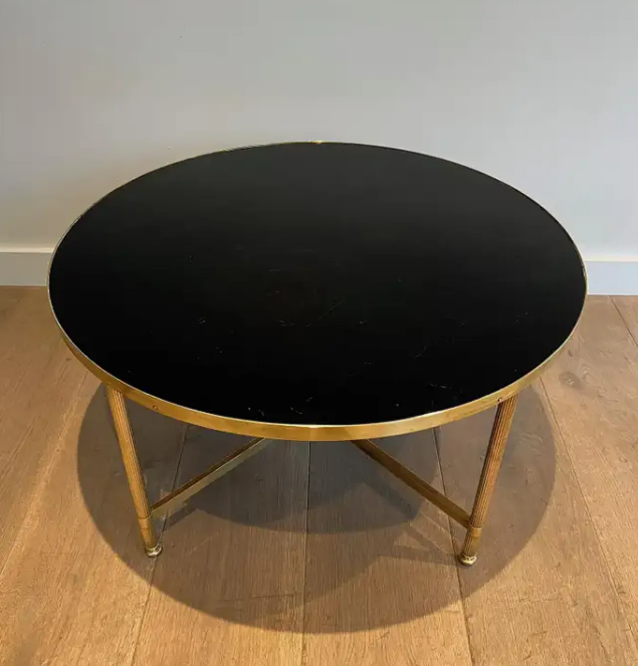 Brass coffee table with glass top by Maison Jansen, 1940s 2