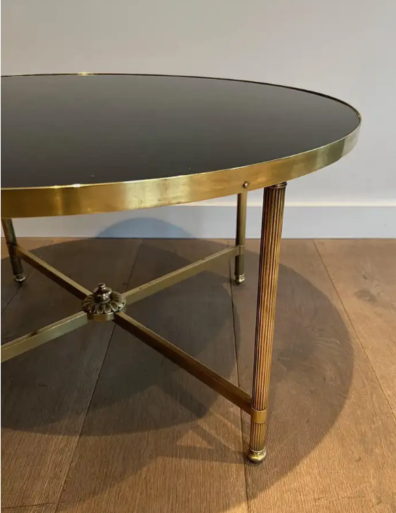 Brass coffee table with glass top by Maison Jansen, 1940s 3