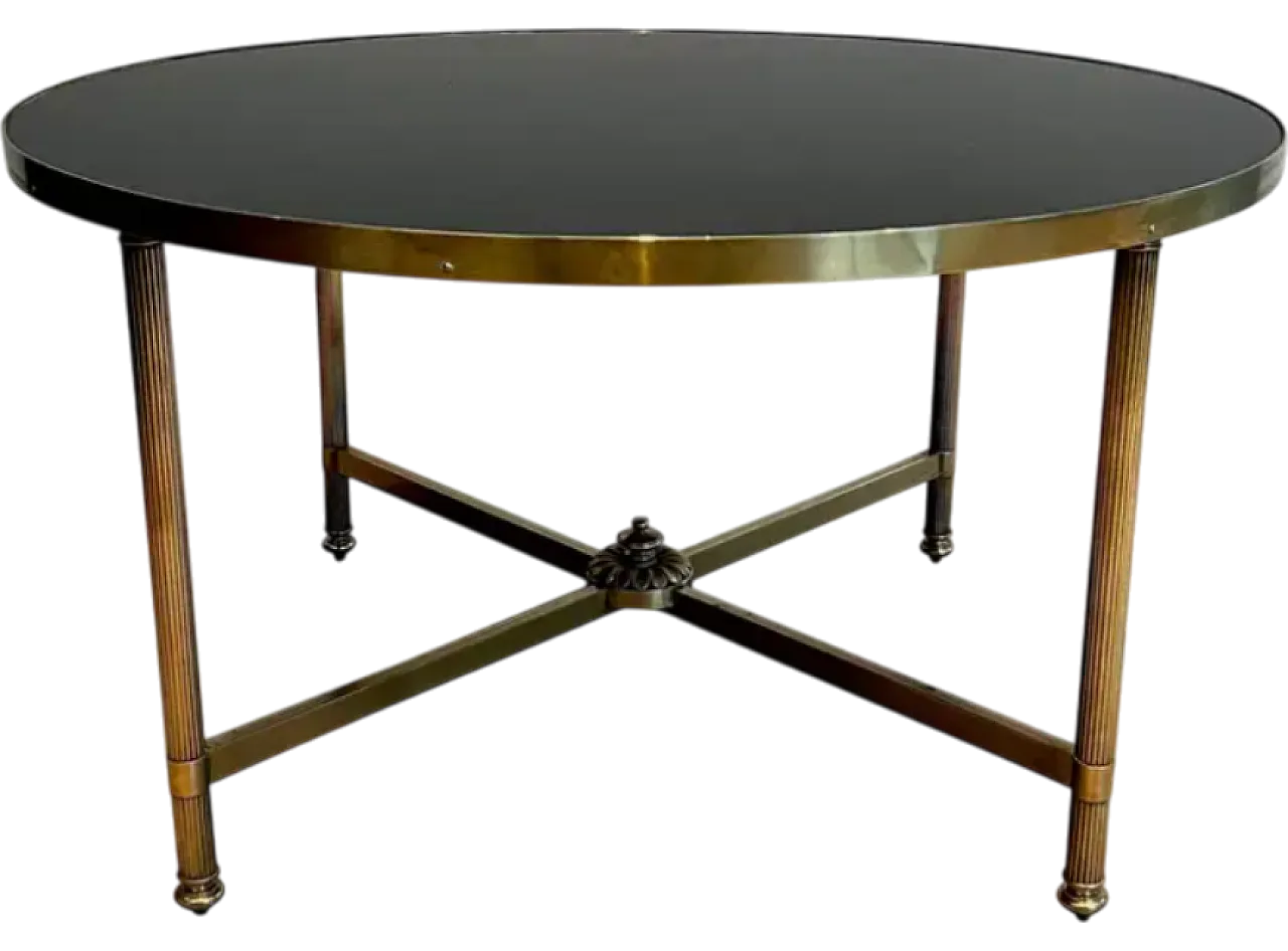 Brass coffee table with glass top by Maison Jansen, 1940s 11