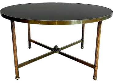 Brass coffee table with glass top by Maison Jansen, 1940s