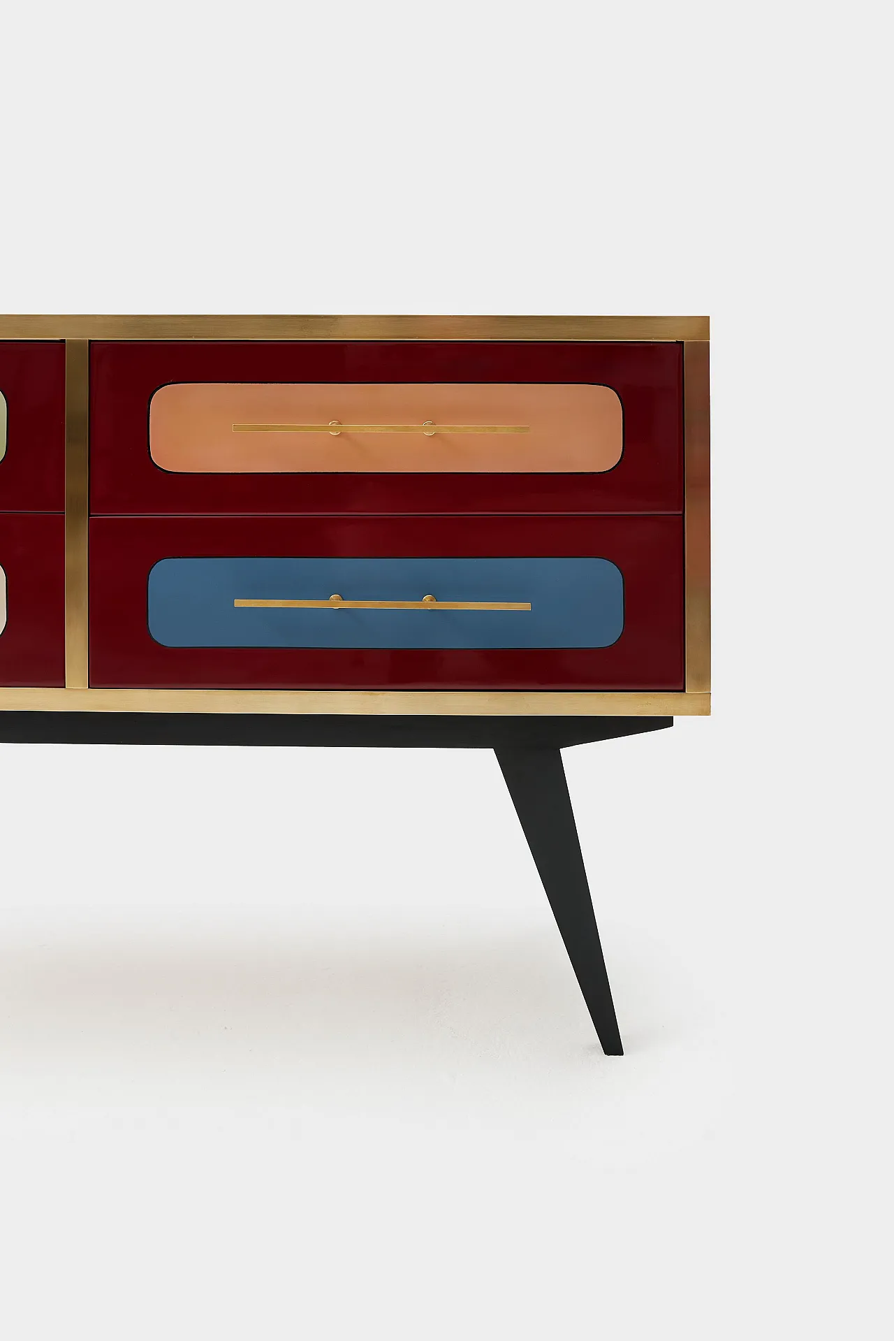 Mid-Century Italian Wood, Brass & Glass Sideboard, 1960s 3