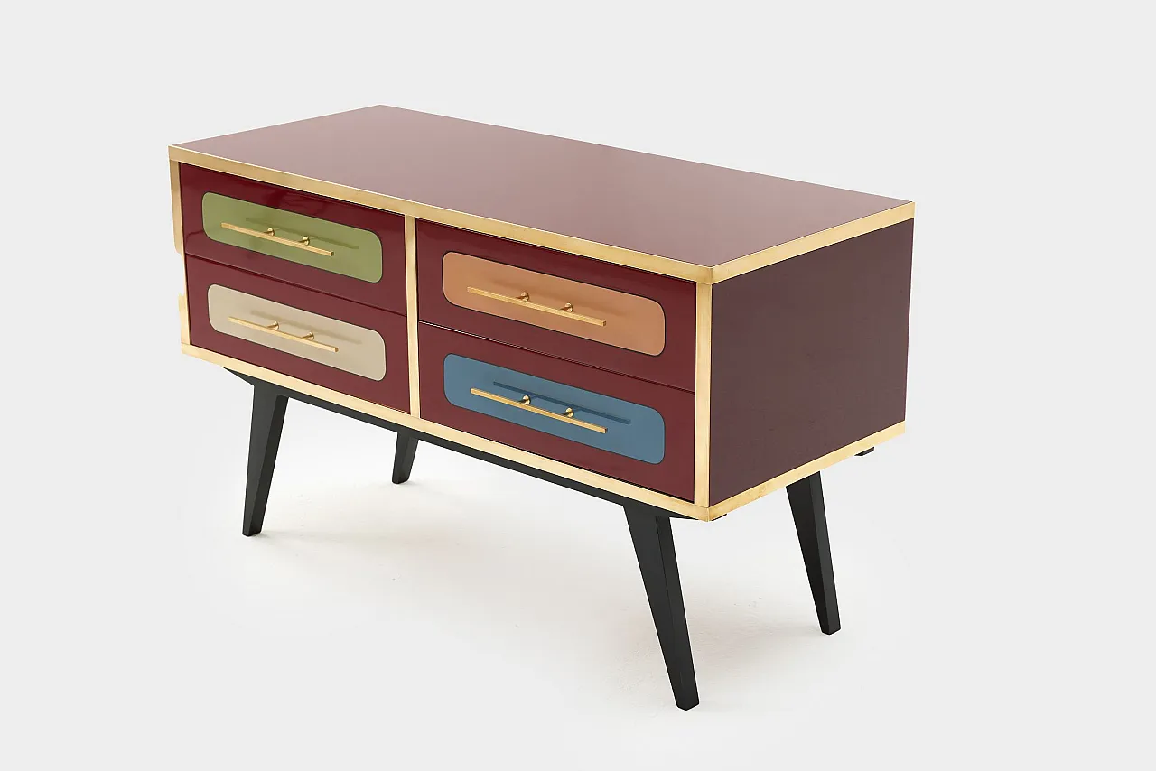 Mid-Century Italian Wood, Brass & Glass Sideboard, 1960s 5