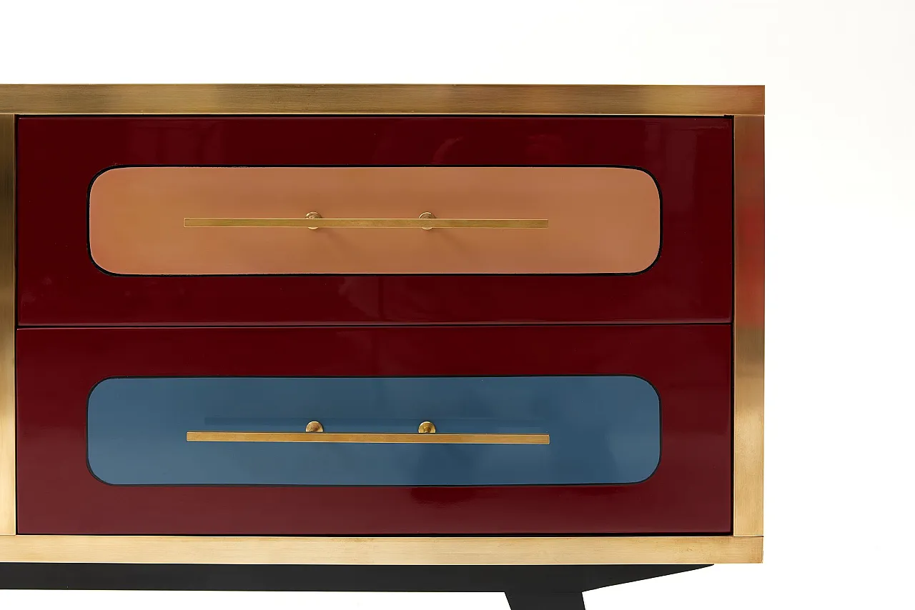 Mid-Century Italian Wood, Brass & Glass Sideboard, 1960s 6