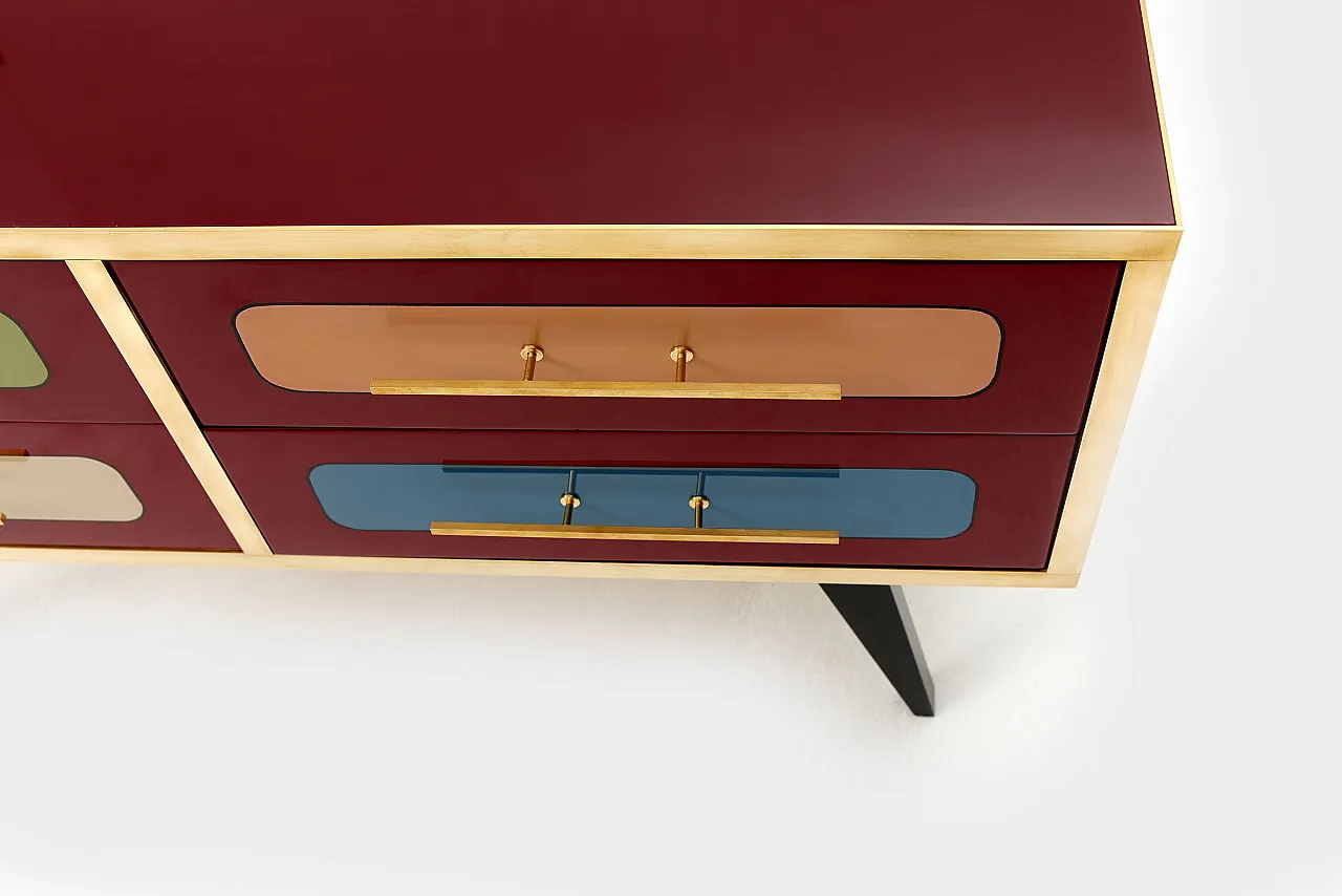 Mid-Century Italian Wood, Brass & Glass Sideboard, 1960s 11