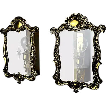 Pair of beveled glass Regency mirrors, 1980s