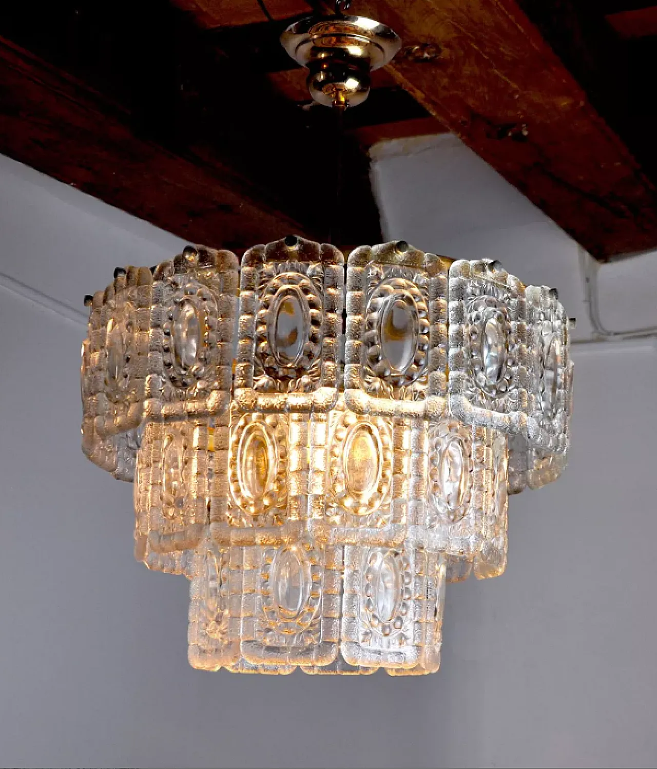 Kinkeldey 3-tier glass chandelier, 1970s 4