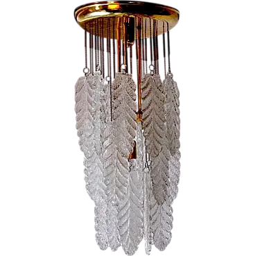 Leaves Murano glass chandelier by Mazzega, 1970s