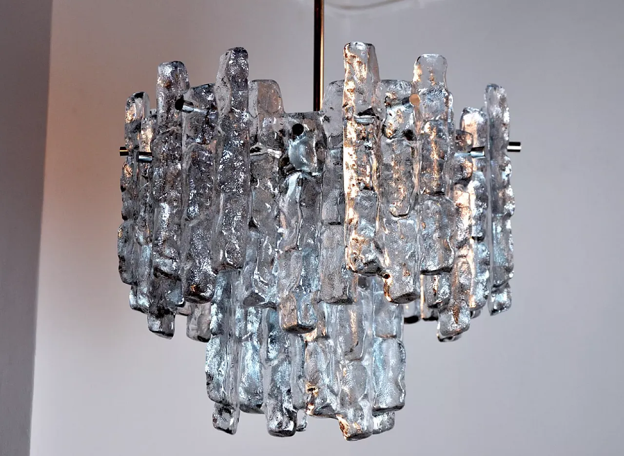 JT Kalmar frosted glass chandelier, 1970s 3