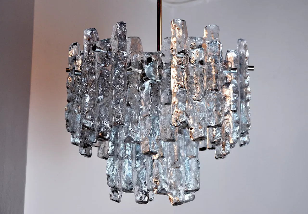 JT Kalmar frosted glass chandelier, 1970s 4