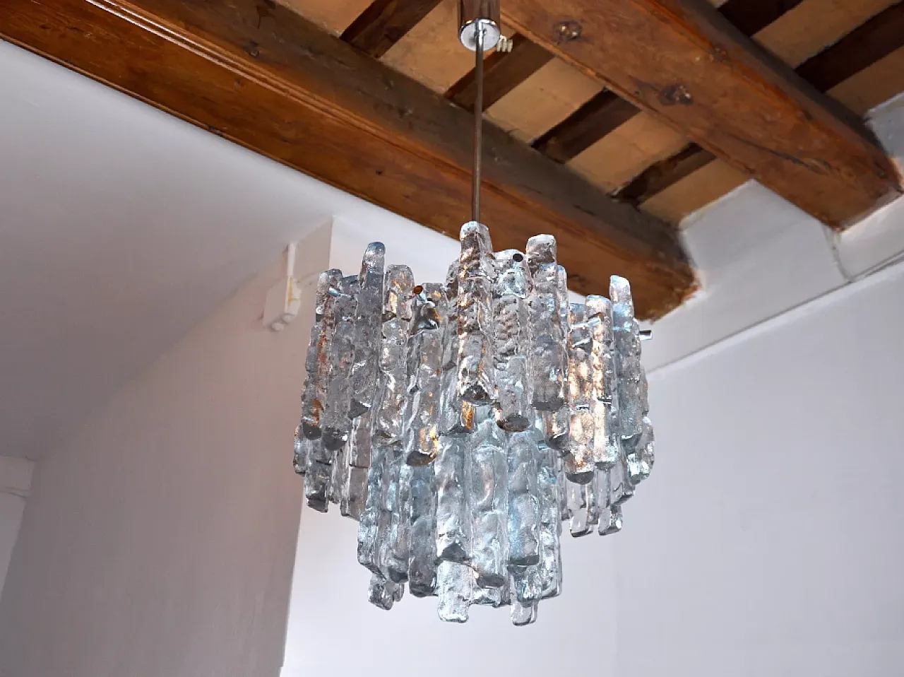 JT Kalmar frosted glass chandelier, 1970s 5