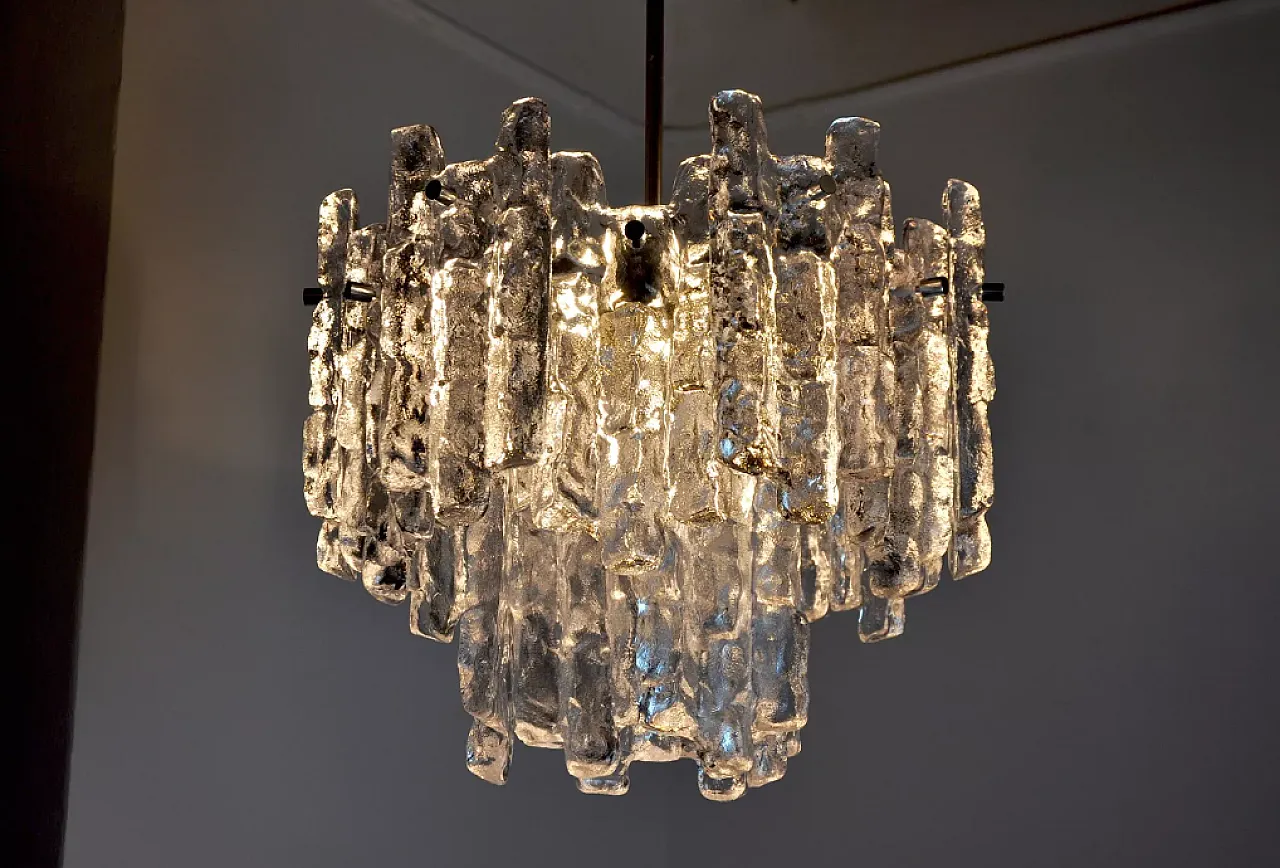 JT Kalmar frosted glass chandelier, 1970s 7