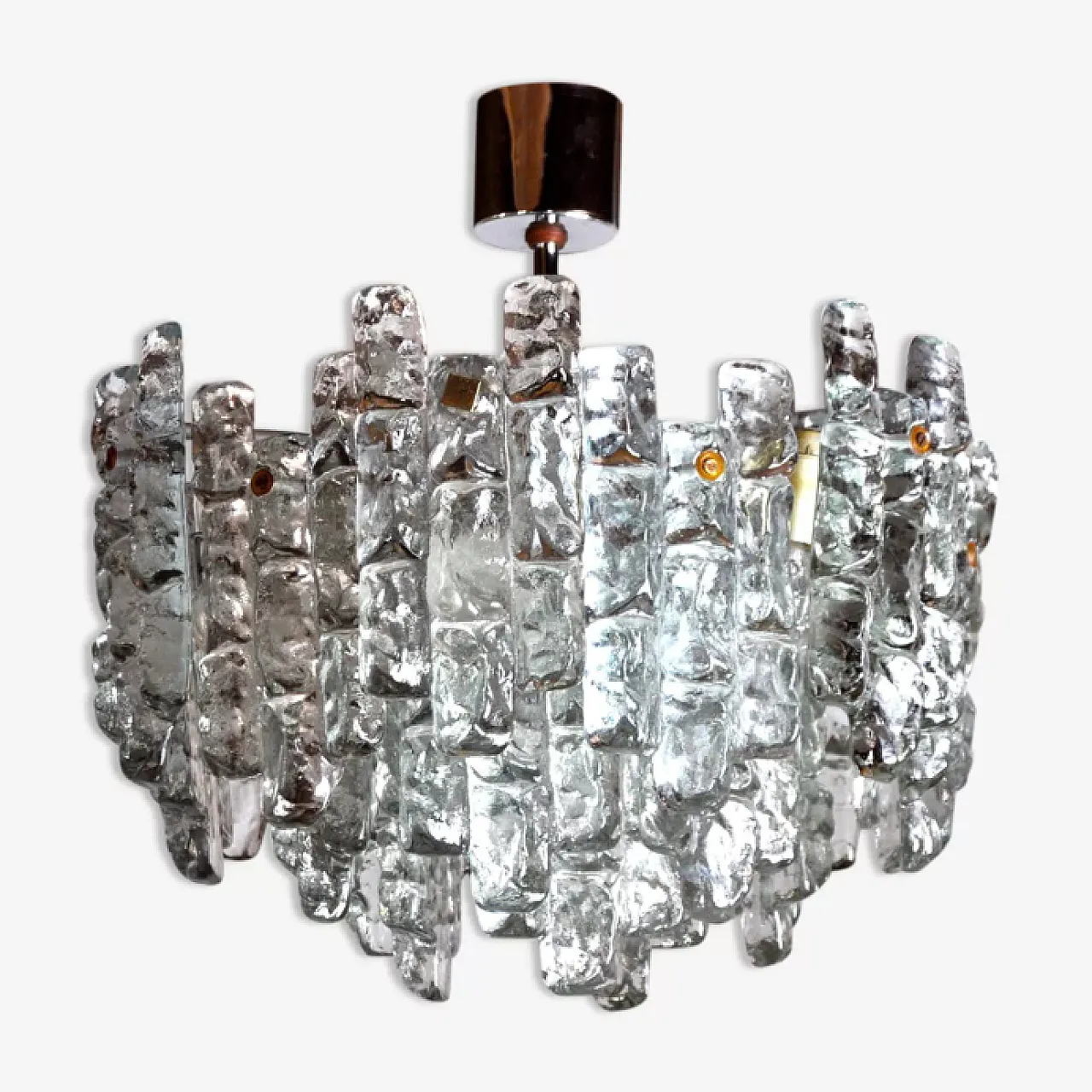 JT Kalmar frosted glass chandelier, 1970s 1