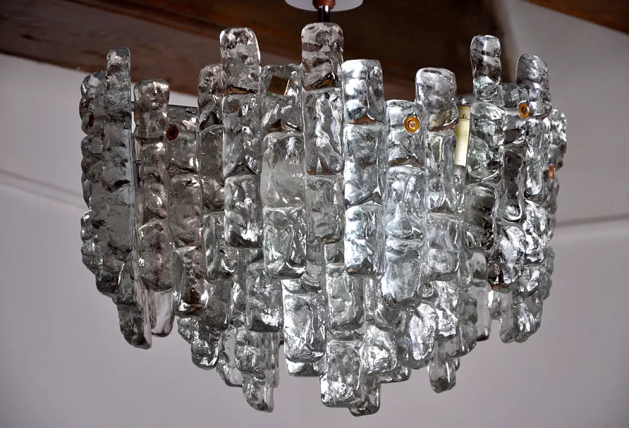 JT Kalmar frosted glass chandelier, 1970s 3