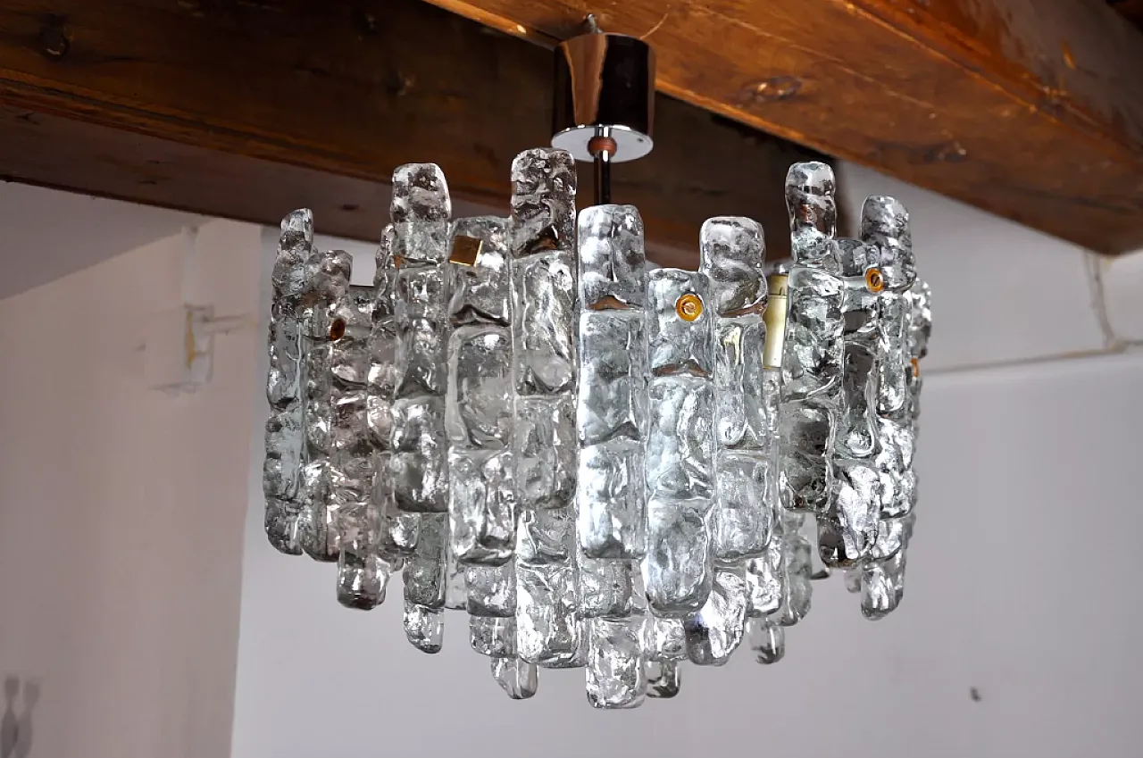 JT Kalmar frosted glass chandelier, 1970s 4