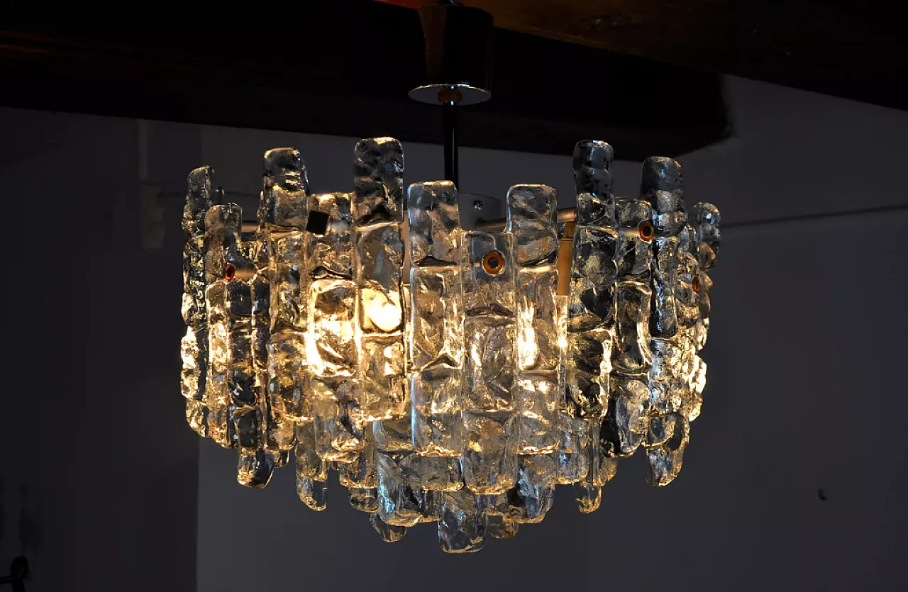 JT Kalmar frosted glass chandelier, 1970s 6