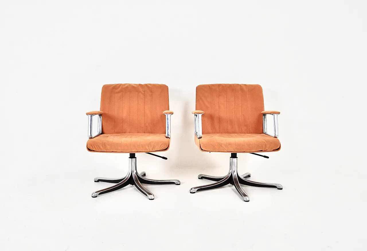 P126 Office Chairs by Osvaldo Borsani for Tecno, 1970s, set of 2 3