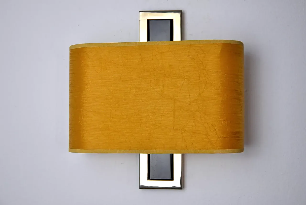 Regency cubic wall sconce in metal and canvas, 1980s 2