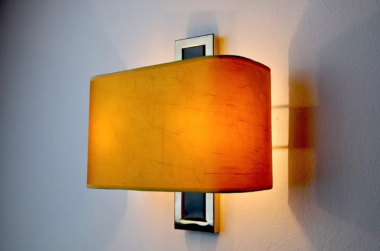 Regency cubic wall sconce in metal and canvas, 1980s 4