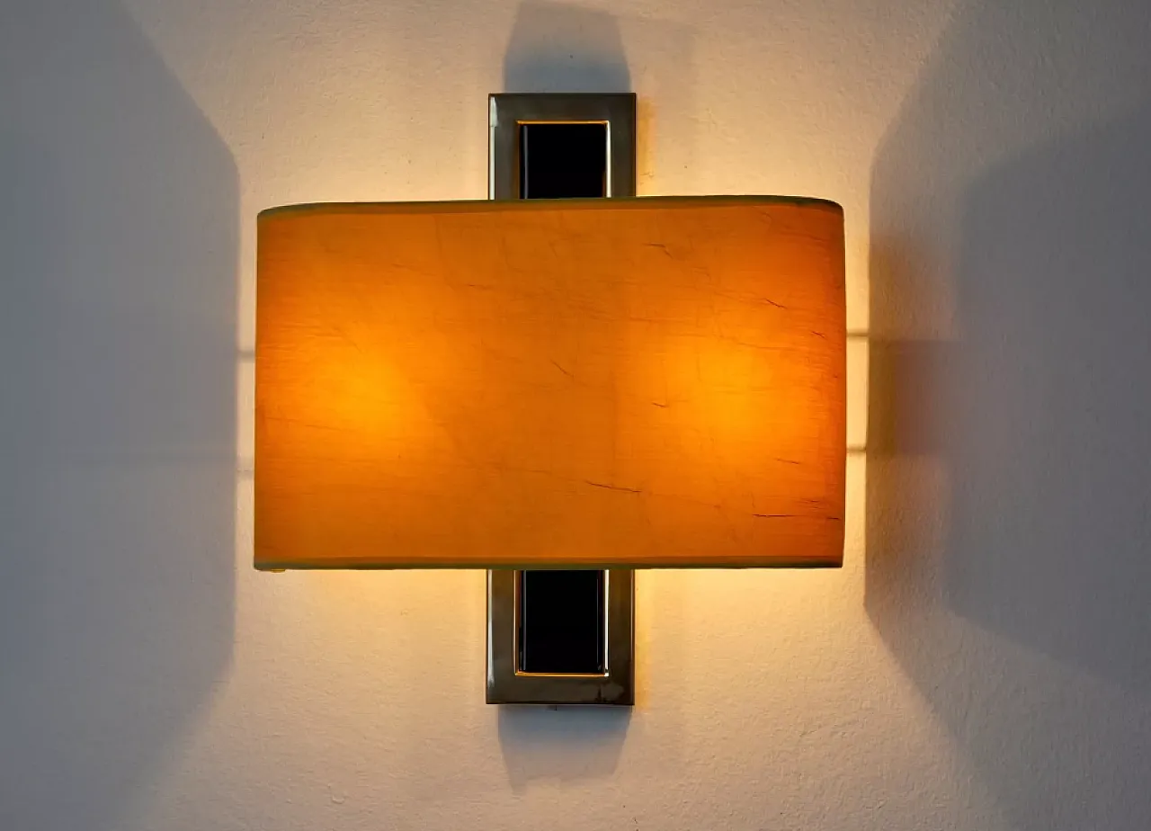 Regency cubic wall sconce in metal and canvas, 1980s 6