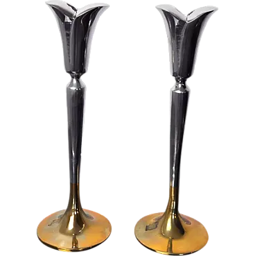 Pair of Brutalist candlesticks by Art3, 1970s