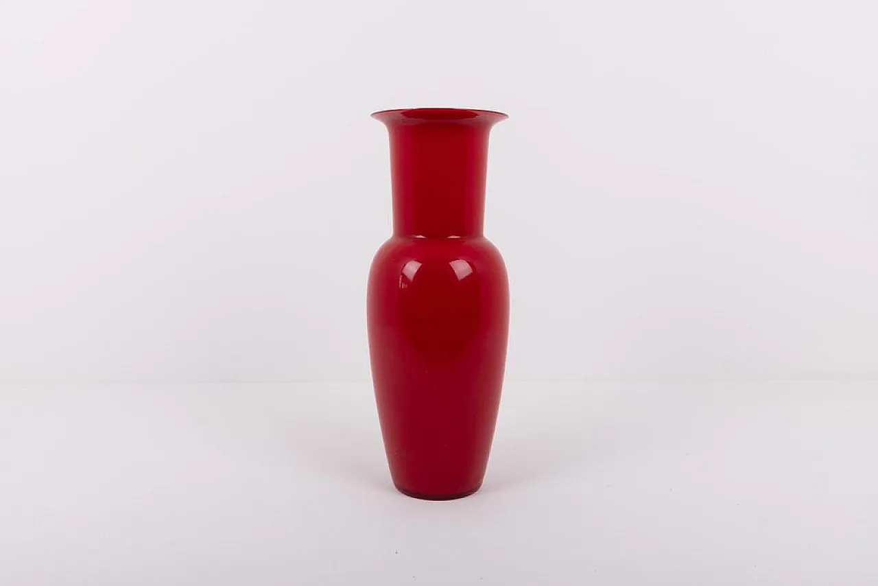 Red opaline Vase from Venini, 1980s 1