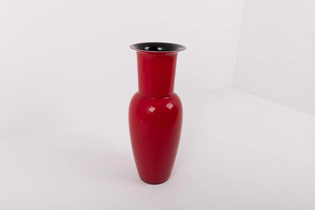 Red opaline Vase from Venini, 1980s 2