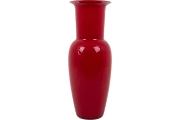 Red opaline Vase from Venini, 1980s