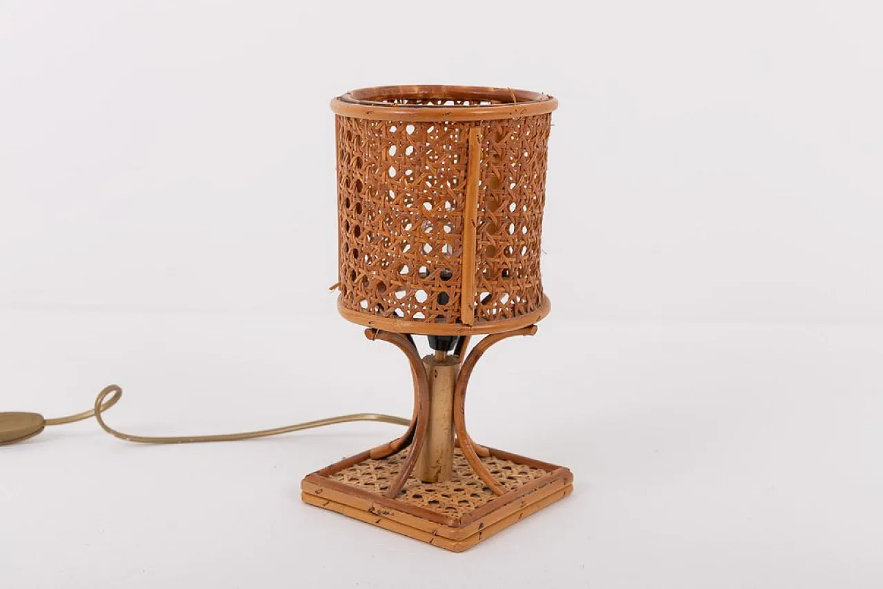 Pair of bamboo and rattan table lamps, 1980s 2