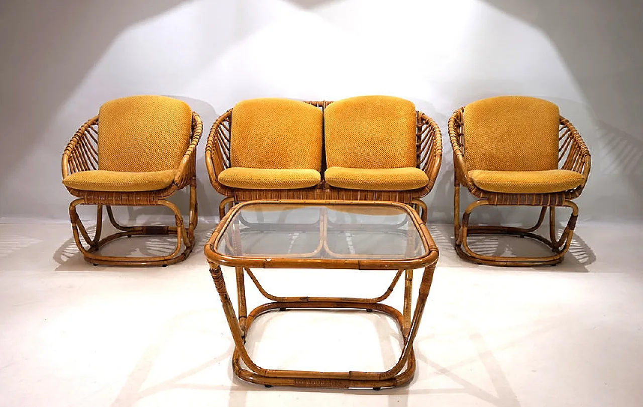 Rattan lounge by Tito Agnoli for Bonacina, 1960s 7