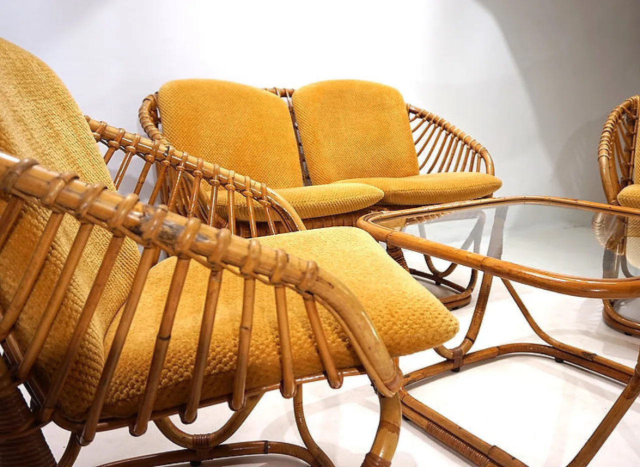 Rattan lounge by Tito Agnoli for Bonacina, 1960s 9