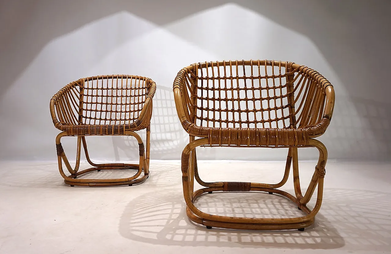 Rattan lounge by Tito Agnoli for Bonacina, 1960s 10