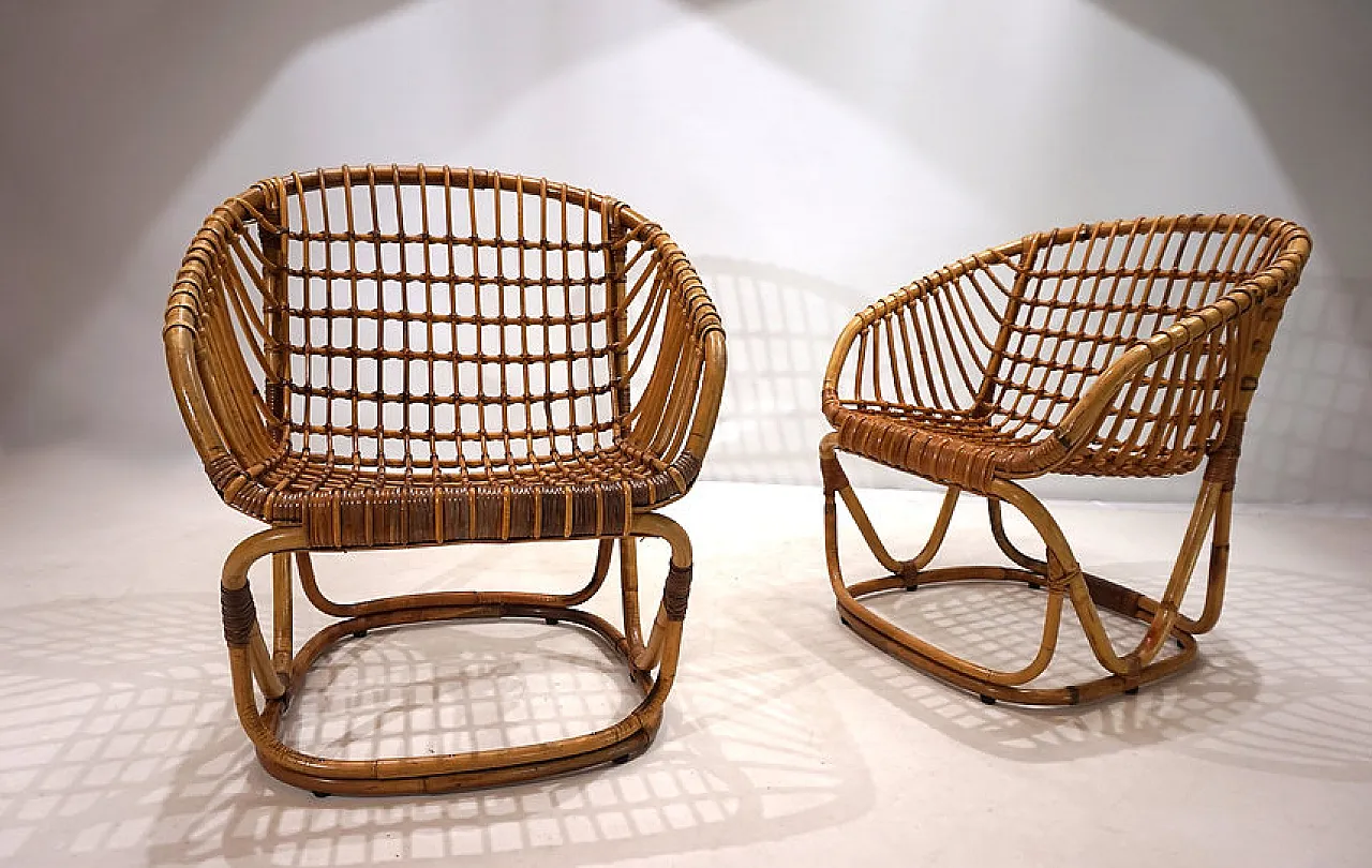 Rattan lounge by Tito Agnoli for Bonacina, 1960s 11