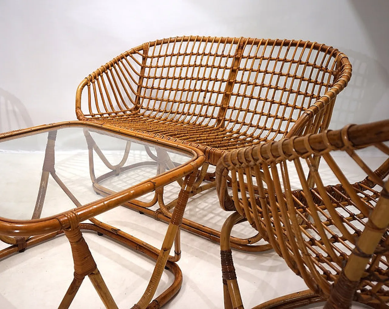 Rattan lounge by Tito Agnoli for Bonacina, 1960s 15