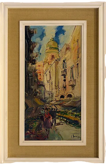 San Gregorio Armeno di S. Narni, oil on canvas in frame, 1970s