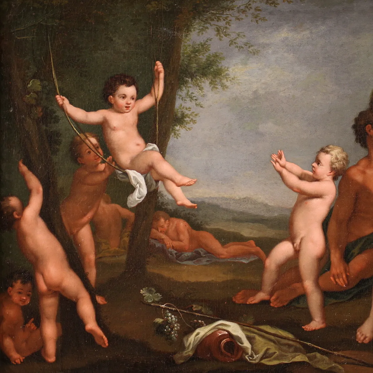 bacchanal, mythological painting with figures, 17th century 3