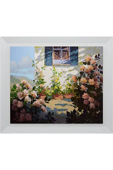 The window of the house by Renato Criscuolo, oil on canvas, 2000s