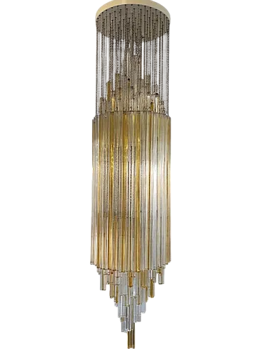 Chandelier in metal and glass by Paolo Venini for Venini, 1970s