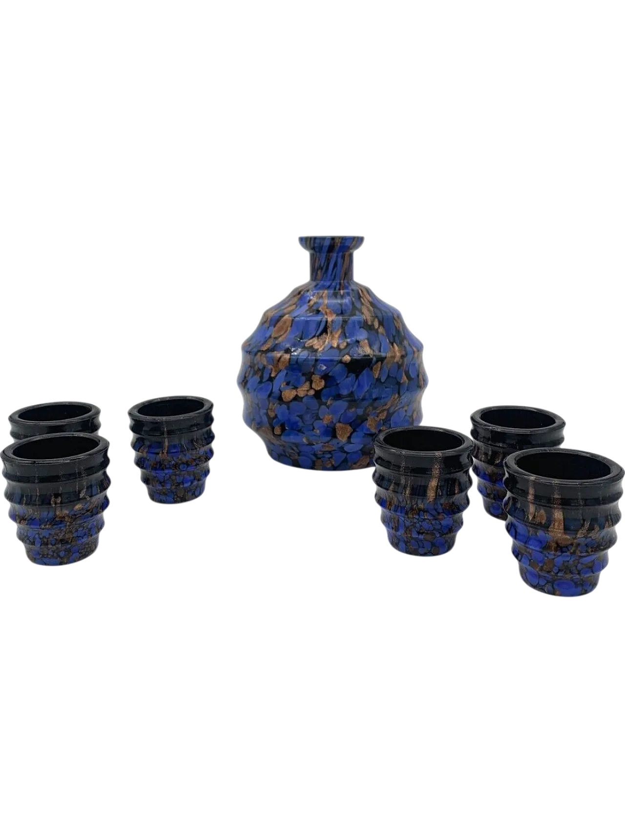 Murano glass coffee and cup bottle set attributed to Toso, 1930s 6