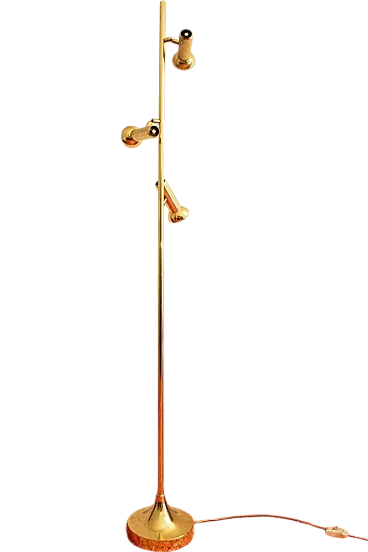 Three lights brass floor lamp by Goffredo Reggiani, 1970s