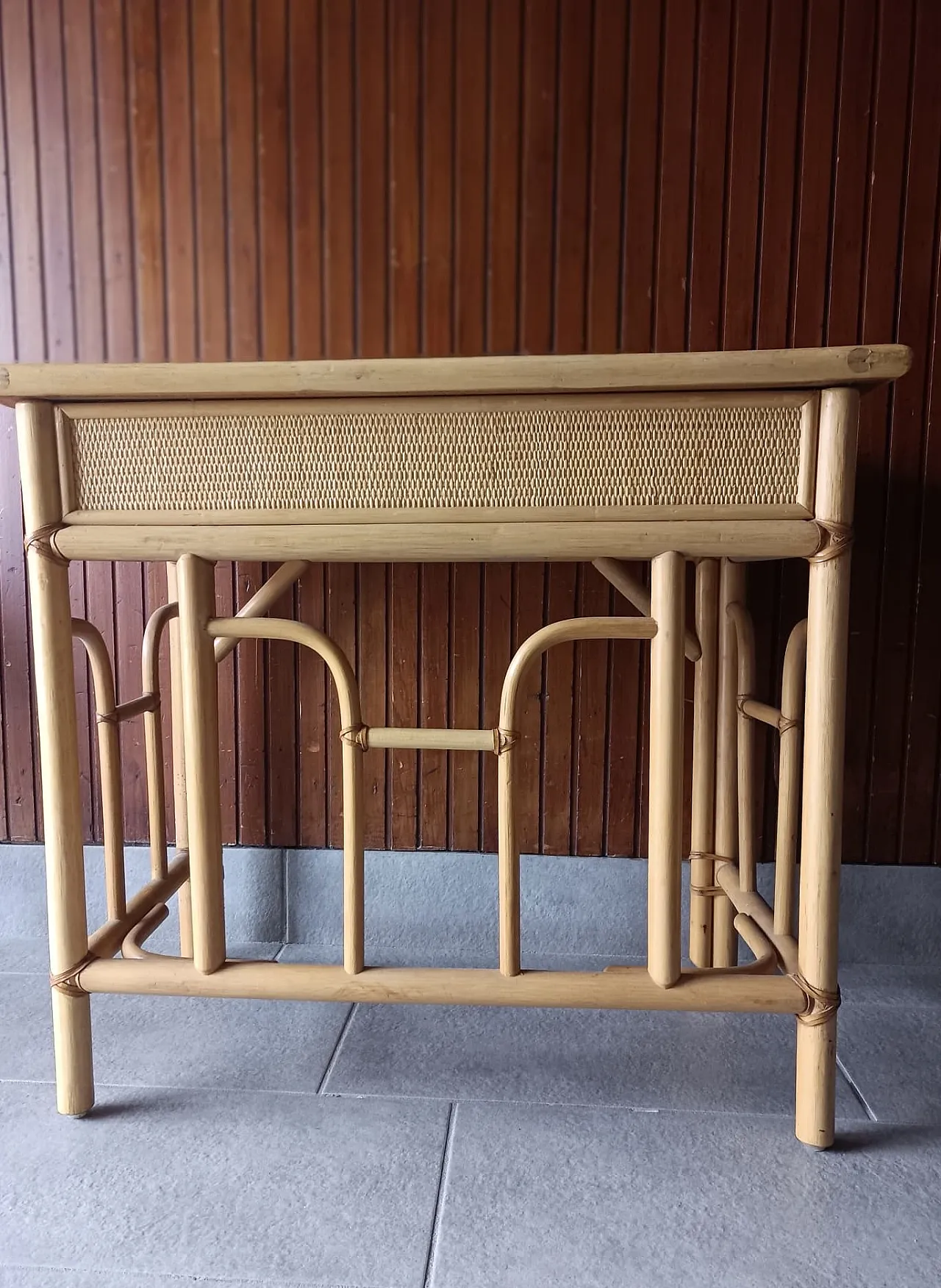 Charming bamboo desk with drawer, 1980s 2