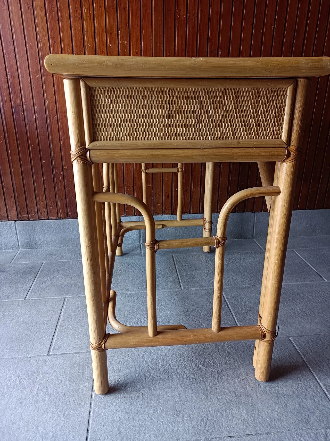 Charming bamboo desk with drawer, 1980s 3