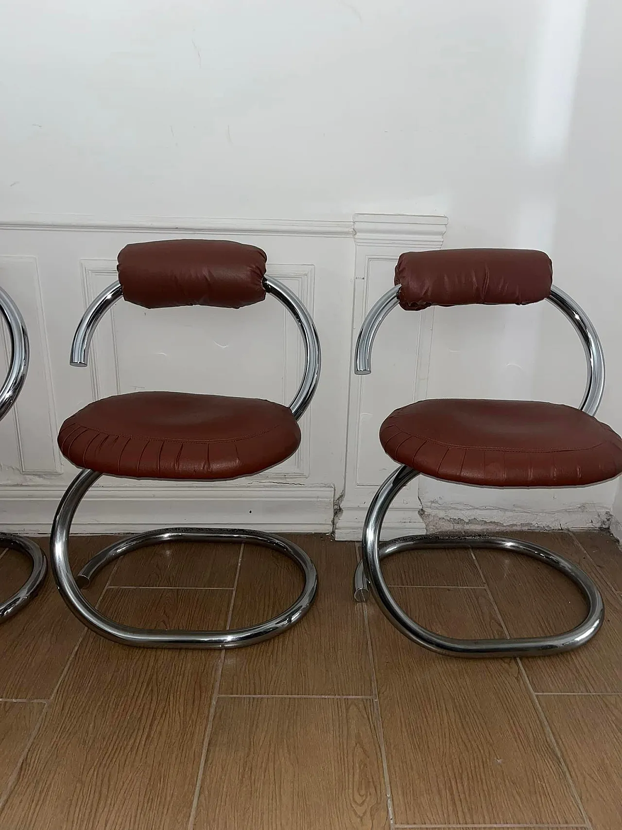 Cobra model chairs by Giotto Stoppino, 70s 5